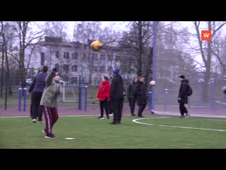 a modern school stadium appeared in vysotsk