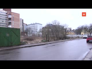 in vyborg, a fence around an abandoned construction site was restored