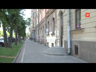 in vyborg, the facade of a historic building on leningradsky prospekt was damaged