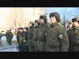 on february 15, a solemn and mourning meeting was held in the park near the military registration and enlistment office