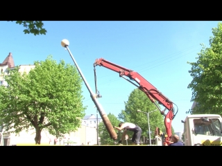 street lighting is being reconstructed in vyborg